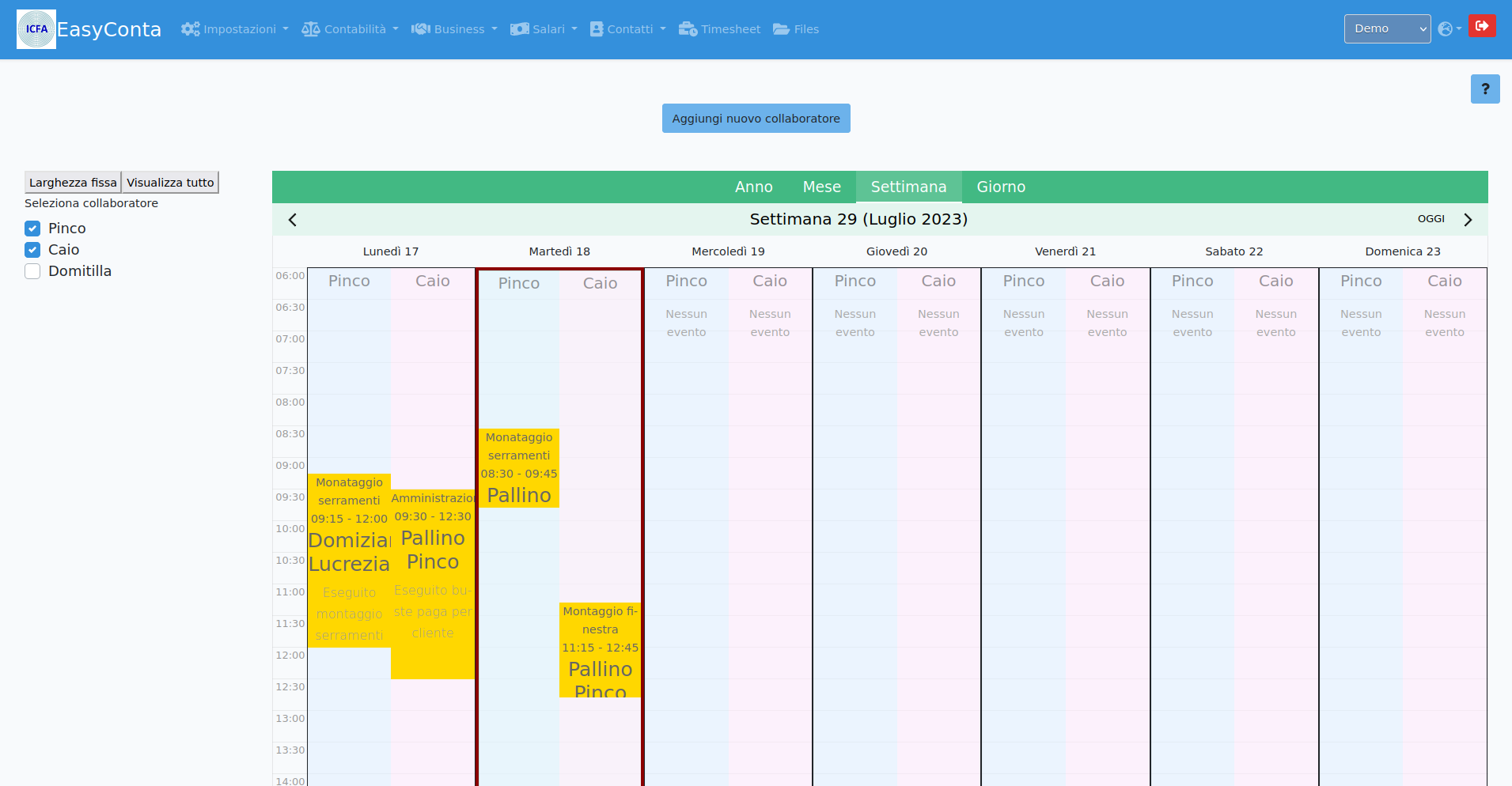 Organizza in modo intuitivo i tuoi impegni e quelli dei tuoi collaboratori. Annota le attività svolte e i materiali utilizzati presso i tuoi clienti così da poterli fatturare in modo semplice.